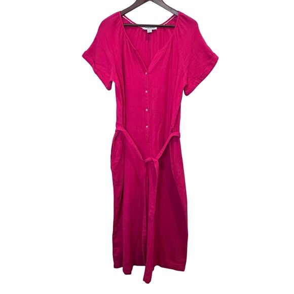 Tommy Bahama Coral Isle Belted Cotton Jumpsuit Crop Wide Leg Size Large - Picture 2 of 13